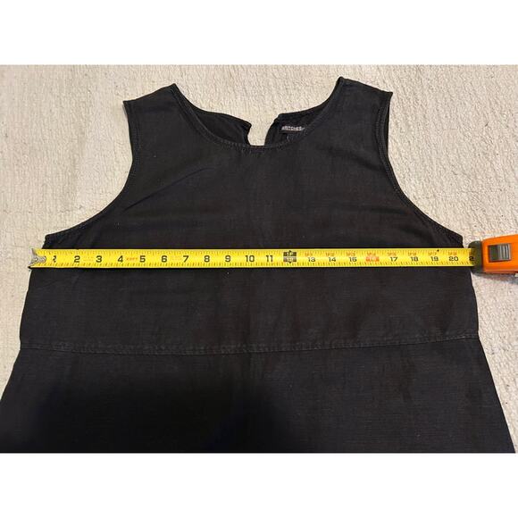 Britches for Women Black Linen Blend Sleeveless Dress XL Vintage 90s Minimalist - Picture 3 of 13
